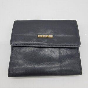 Vintage Rolfs Wallet Women's Black Leather Trifold Coin Purse Read Desc